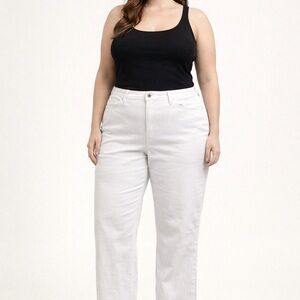 Style & Co White Denim Capri Jeans 20W Plus Size Stretch